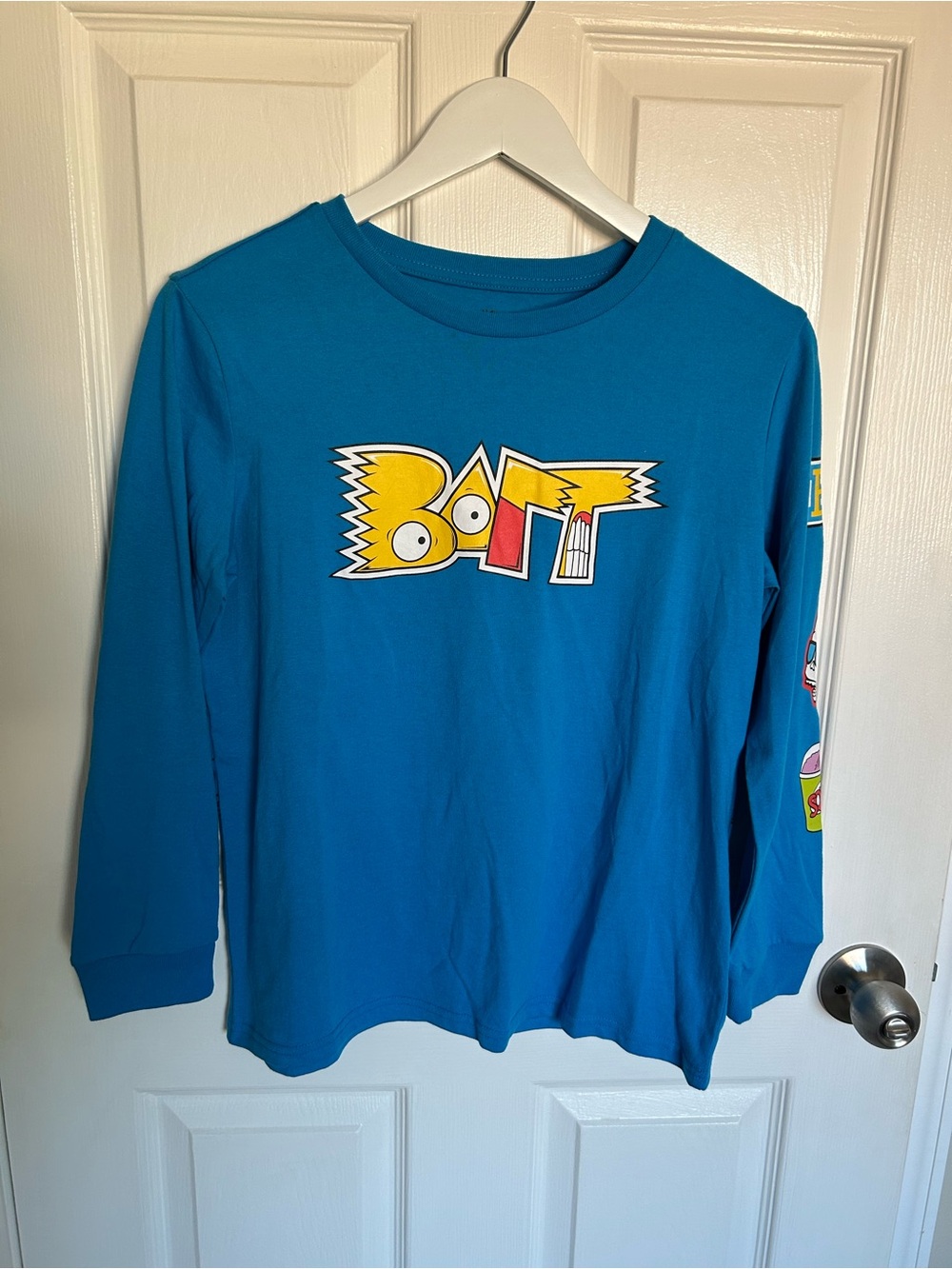 Blue Long-Sleeve Kids Tee with Bart Simpson Graphics Boys 14/16 New Without Tags